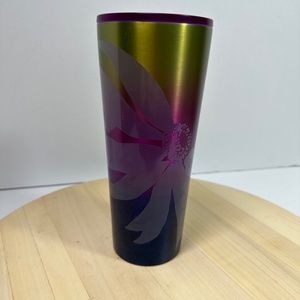 STARBUCKS 2022 FLORAL RAINBOW OMBRE STAINLESS STEEL COLD CUP TUMBLER VENTI 24 OZ